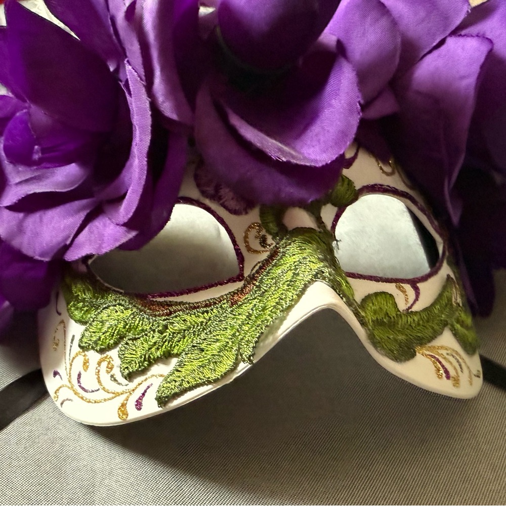 KBW Purple Floral Mardi Gras Masquerade Mask
